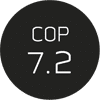 Musta ympyrä tekstillä COP 7.2