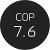Musta ympyrä tekstillä COP 7.6