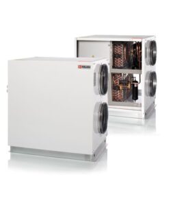 Nilan VPL 28 C ilmanvaihtokone lämmöntalteenotolla, avattuna ja kiinni